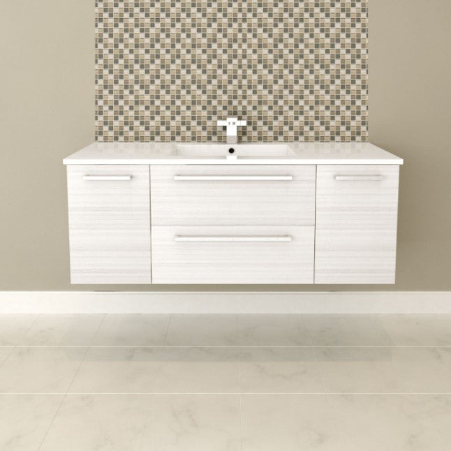 Cutler FV W/CHOCOLATE48 Silhouette 48" Single Sink Wall Mount Cultured Marble Top Bathroom Vanity - White Chocolate