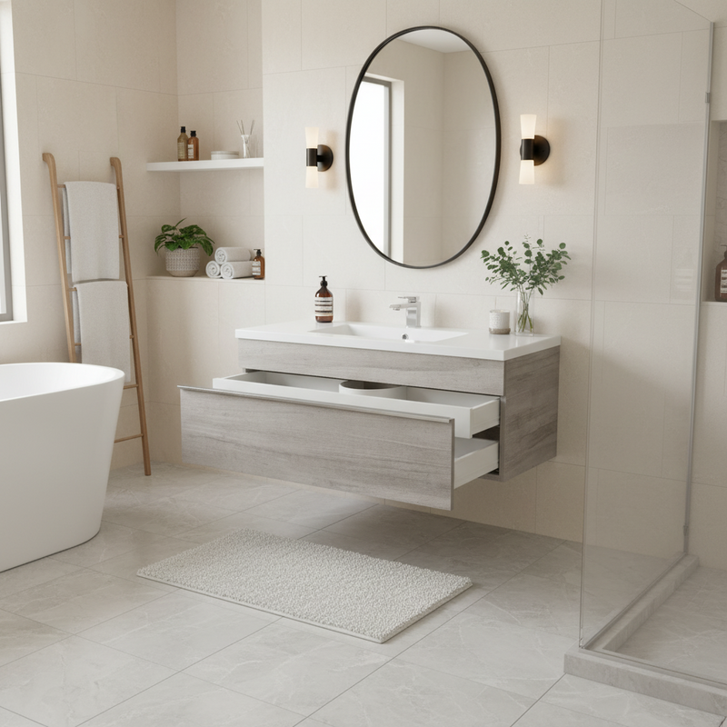 Cutler FV TR SOHO42 Trough 42" Wall Mount Modern Cultured Marble Top Bathroom Vanity - Soho