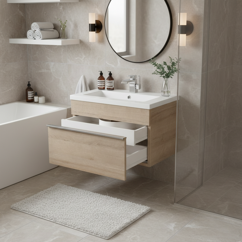 Cutler FV TR ORGANIC24 Trough 24" Wall Mount Modern Cultured Marble Top Bathroom Vanity - Organic