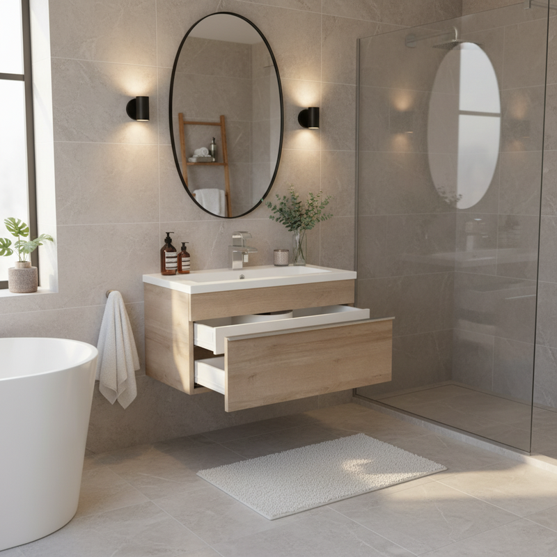 Cutler FV TR ORGANIC30 Trough 30" Wall Mount Modern Cultured Marble Top Bathroom Vanity - Organic