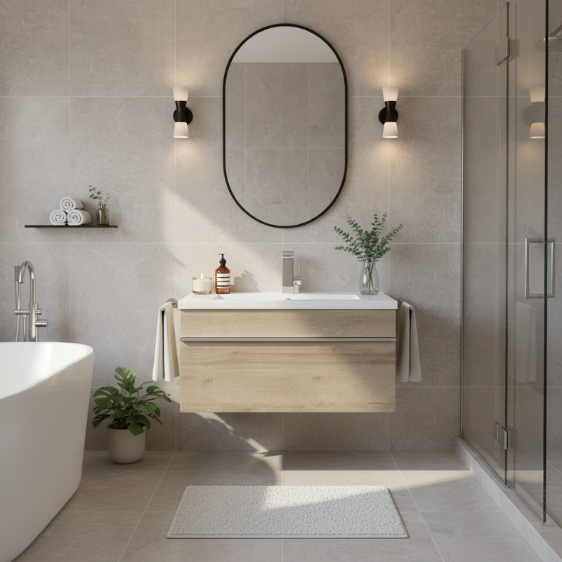 Cutler FV TR ORGANIC30 Trough 30" Wall Mount Modern Cultured Marble Top Bathroom Vanity - Organic