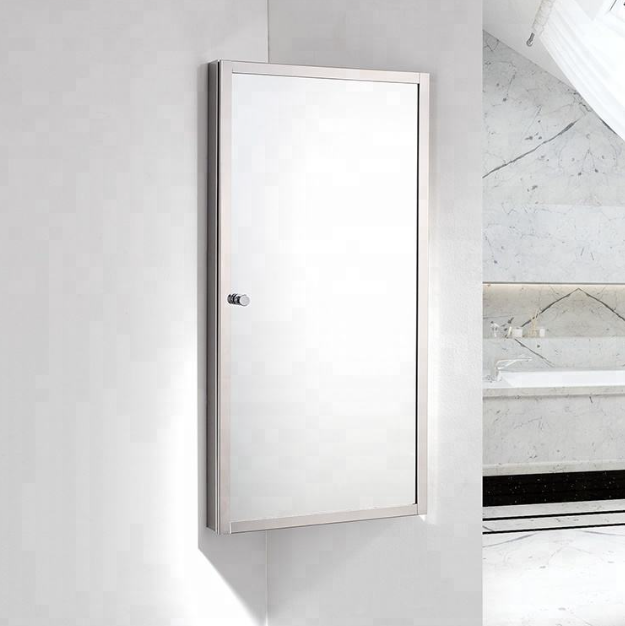 Bathroom Corner Medicine Cabinet Wall Mounted Storage with Mirror