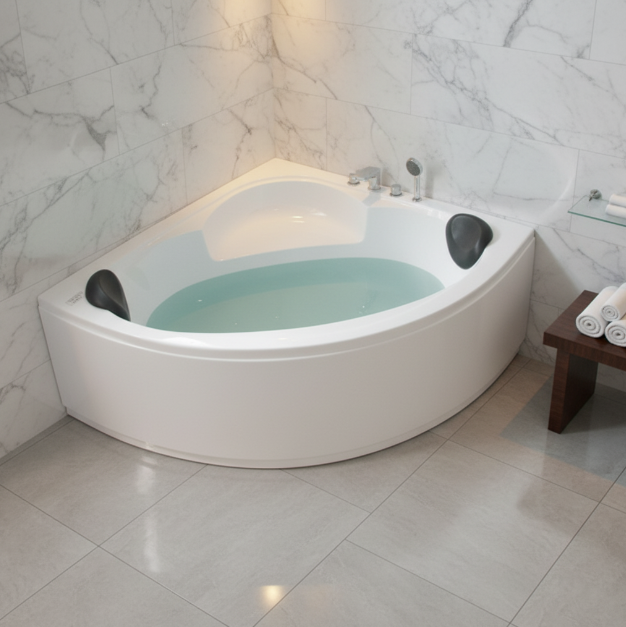 Contemporary Triangular Bathroom Tub for Soaking Corner Triangle Bathtubs With Pillows Home and Bath Use