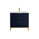 Kube Bath KD9936-BLUE Divani 36" Blue Free Standing Single Sink Bathroom Vanity with White Quartz Top