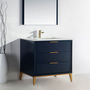 Kube Bath KD9936-BLUE Divani 36" Blue Free Standing Single Sink Bathroom Vanity with White Quartz Top - view 3