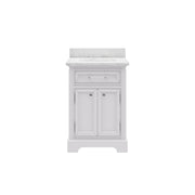 DE24CW01PW - Derby 24 In. Single Sink Pre-Assembled Traditional Style Bathroom Vanity with 1" Carrara White Marble Top