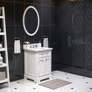 DE24CW01PW - Derby 24 In. Single Sink Pre-Assembled Traditional Style Bathroom Vanity with 1" Carrara White Marble Top