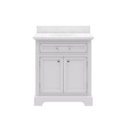 DE30CW01PW - Derby 30 In. Single Sink Pre-Assembled Traditional Style Bathroom Vanity with 1" Carrara White Marble Top