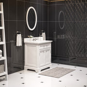 DE30CW01PW - Derby 30 In. Single Sink Pre-Assembled Traditional Style Bathroom Vanity with 1" Carrara White Marble Top