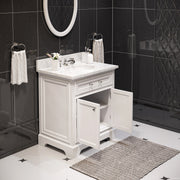 DE30CW01PW - Derby 30 In. Single Sink Pre-Assembled Traditional Style Bathroom Vanity with 1" Carrara White Marble Top