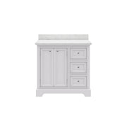 DE36CW01PW - Derby 36 In. Single Sink Pre-Assembled Traditional Style Bathroom Vanity with 1" Carrara White Marble Top