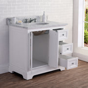 DE36CW01PW - Derby 36 In. Single Sink Pre-Assembled Traditional Style Bathroom Vanity with 1" Carrara White Marble Top