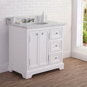 DE36CW01PW - Derby 36 In. Single Sink Pre-Assembled Traditional Style Bathroom Vanity with 1" Carrara White Marble Top