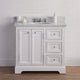 DE36CW01PW - Derby 36 In. Single Sink Pre-Assembled Traditional Style Bathroom Vanity with 1" Carrara White Marble Top
