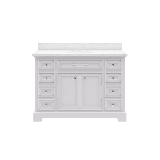 DE48CW01PW - Derby 48 In. Single Sink Pre-Assembled Traditional Style Bathroom Vanity with 1" Carrara White Marble Top