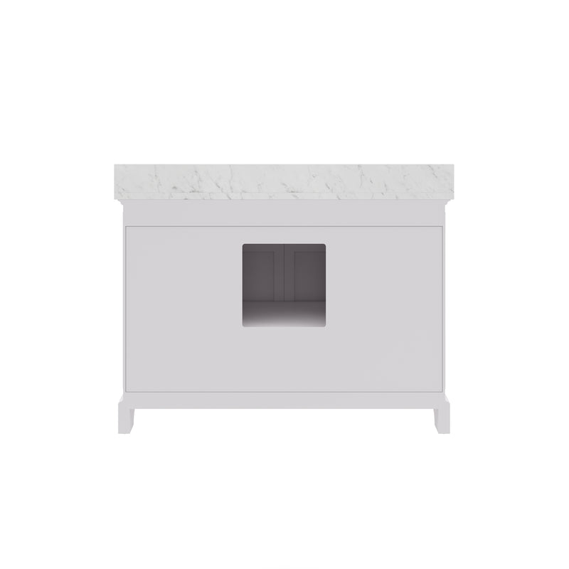 DE48CW01PW - Derby 48 In. Single Sink Pre-Assembled Traditional Style Bathroom Vanity with 1" Carrara White Marble Top