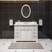 DE48CW01PW - Derby 48 In. Single Sink Pre-Assembled Traditional Style Bathroom Vanity with 1" Carrara White Marble Top