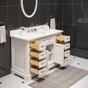 DE48CW01PW - Derby 48 In. Single Sink Pre-Assembled Traditional Style Bathroom Vanity with 1" Carrara White Marble Top