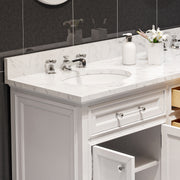 DE60CW01PW - Derby 60 In. Double Sink Pre-Assembled Traditional Style Bathroom Vanity with 1" Carrara White Marble Top