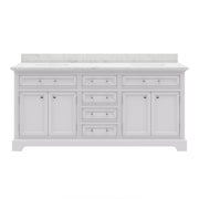 DE72CW01PW - Derby 72 In. Double Sink Pre-Assembled Traditional Style Bathroom Vanity with 1" Carrara White Marble Top