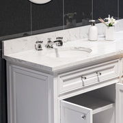 DE72CW01PW - Derby 72 In. Double Sink Pre-Assembled Traditional Style Bathroom Vanity with 1" Carrara White Marble Top