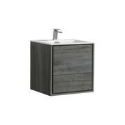 Kube Bath DL24-BE DeLusso 24" Ocean Gray Wall Mount Single Sink Bathroom Vanity with Reinforced Acrylic Composite Top