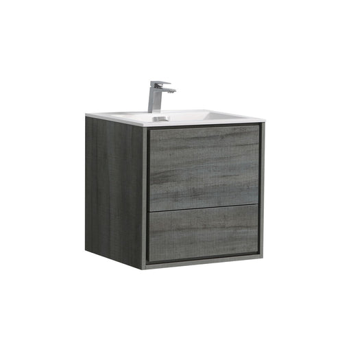 Kube Bath DL24-BE DeLusso 24" Ocean Gray Wall Mount Single Sink Bathroom Vanity with Reinforced Acrylic Composite Top