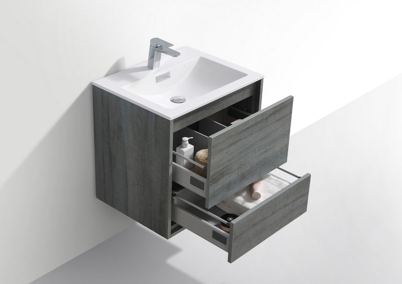 Kube Bath DL24-BE DeLusso 24" Ocean Gray Wall Mount Single Sink Bathroom Vanity with Reinforced Acrylic Composite Top - view 5