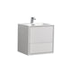 Kube Bath DL24-GW DeLusso 24" High Gloss White Wall Mount Single Sink Bathroom Vanity with Reinforced Acrylic Composite Top