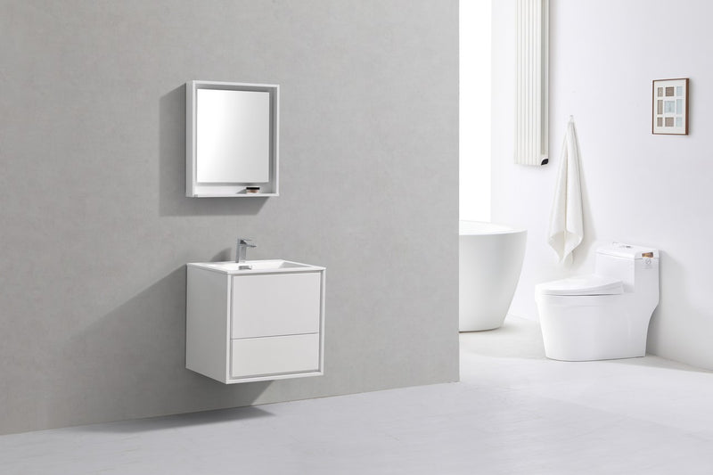 Kube Bath DL24-GW DeLusso 24" High Gloss White Wall Mount Single Sink Bathroom Vanity with Reinforced Acrylic Composite Top - view 2