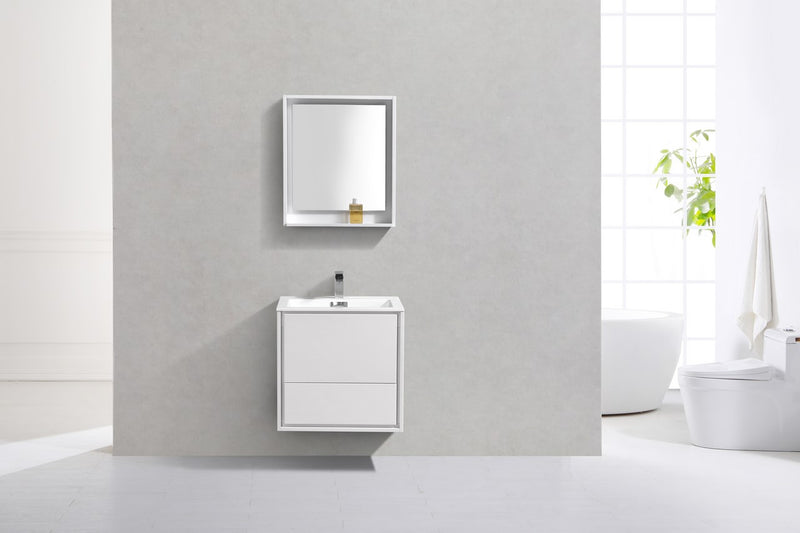 Kube Bath DL24-GW DeLusso 24" High Gloss White Wall Mount Single Sink Bathroom Vanity with Reinforced Acrylic Composite Top - view 5