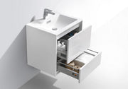 Kube Bath DL24-GW DeLusso 24" High Gloss White Wall Mount Single Sink Bathroom Vanity with Reinforced Acrylic Composite Top - view 4