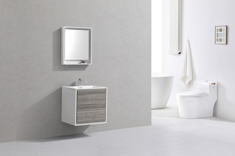 Kube Bath DL24-HGASH DeLusso 24" Ash Gray Wall Mount Single Sink Bathroom Vanity with Reinforced Acrylic Composite Top - view 2
