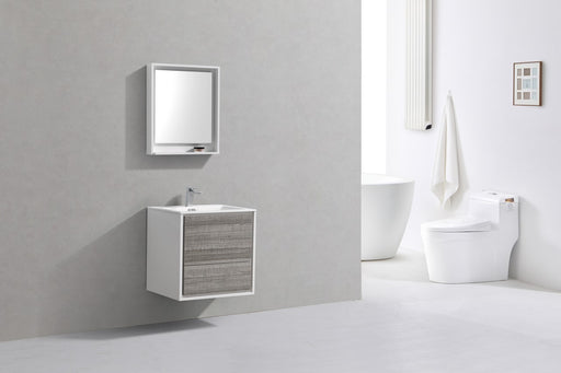 Kube Bath DL24-HGASH DeLusso 24" Ash Gray Wall Mount Single Sink Bathroom Vanity with Reinforced Acrylic Composite Top - view 2