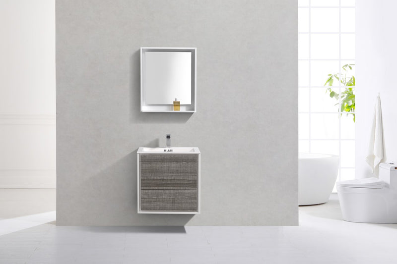 Kube Bath DL24-HGASH DeLusso 24" Ash Gray Wall Mount Single Sink Bathroom Vanity with Reinforced Acrylic Composite Top - view 3
