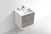 Kube Bath DL24-HGASH DeLusso 24" Ash Gray Wall Mount Single Sink Bathroom Vanity with Reinforced Acrylic Composite Top - view 4