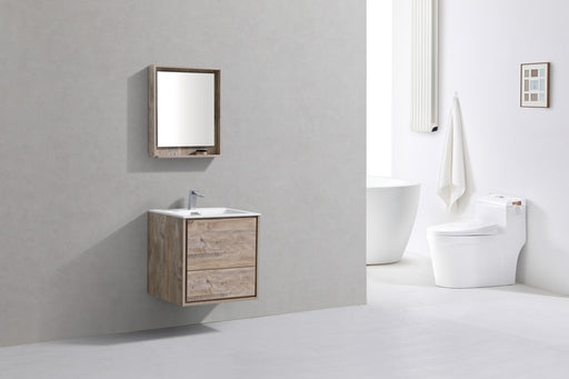 Kube Bath DL24-NW DeLusso 24" Nature Wood Wall Mount Single Sink Bathroom Vanity with Reinforced Acrylic Composite Top - view 2