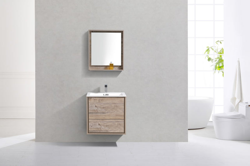 Kube Bath DL24-NW DeLusso 24" Nature Wood Wall Mount Single Sink Bathroom Vanity with Reinforced Acrylic Composite Top - view 3
