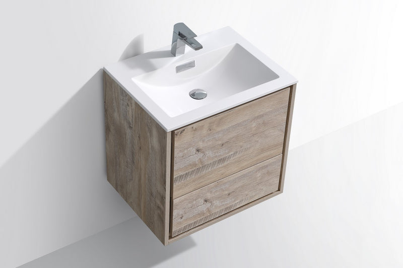 Kube Bath DL24-NW DeLusso 24" Nature Wood Wall Mount Single Sink Bathroom Vanity with Reinforced Acrylic Composite Top - view 4