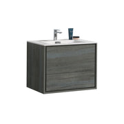 Kube Bath DL30-BE DeLusso 30" Ocean Gray Wall Mount Single Sink Bathroom Vanity with Reinforced Acrylic Composite Top