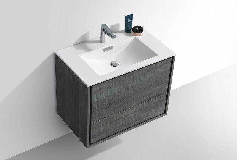 Kube Bath DL30-BE DeLusso 30" Ocean Gray Wall Mount Single Sink Bathroom Vanity with Reinforced Acrylic Composite Top - view 4