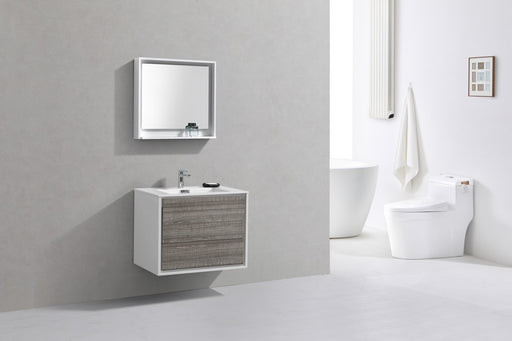 Kube Bath DL30-HGASH DeLusso 30" Ash Gray Wall Mount Single Sink Bathroom Vanity with Reinforced Acrylic Composite Top - view 2