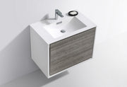 Kube Bath DL30-HGASH DeLusso 30" Ash Gray Wall Mount Single Sink Bathroom Vanity with Reinforced Acrylic Composite Top - view 4