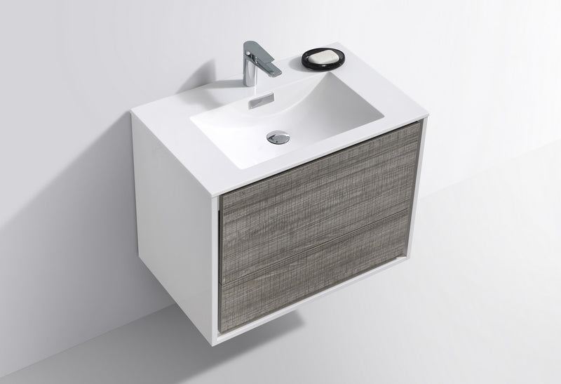 Kube Bath DL30-HGASH DeLusso 30" Ash Gray Wall Mount Single Sink Bathroom Vanity with Reinforced Acrylic Composite Top - view 4