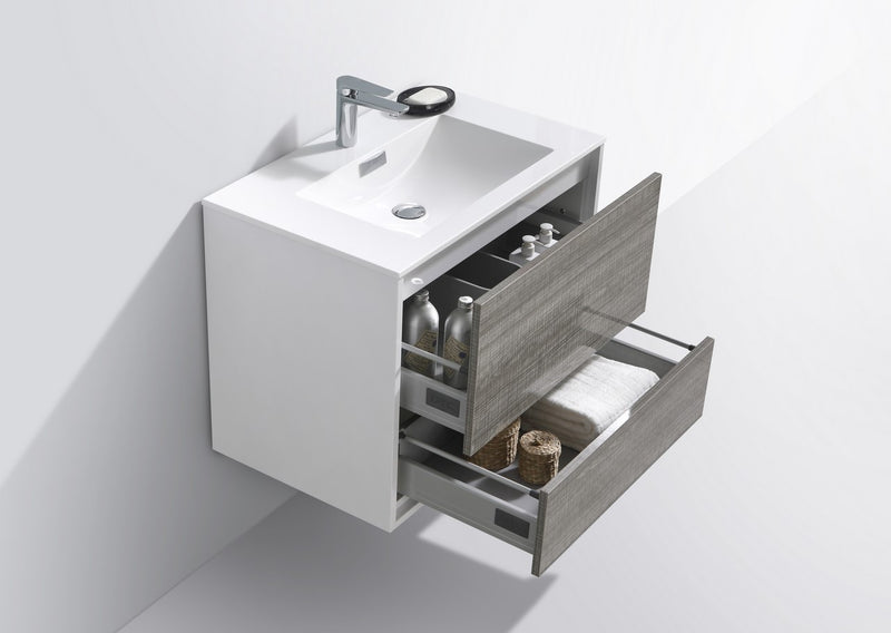 Kube Bath DL30-HGASH DeLusso 30" Ash Gray Wall Mount Single Sink Bathroom Vanity with Reinforced Acrylic Composite Top - view 5