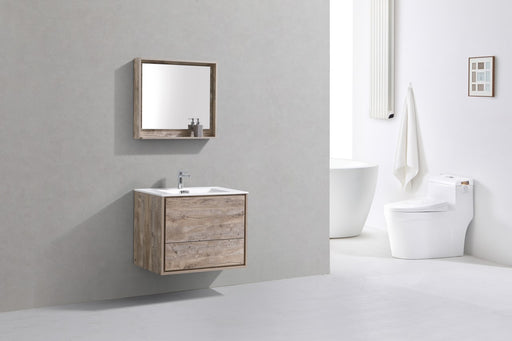 Kube Bath DL30-NW DeLusso 30" Nature Wood Wall Mount Single Sink Bathroom Vanity with Reinforced Acrylic Composite Top - view 2