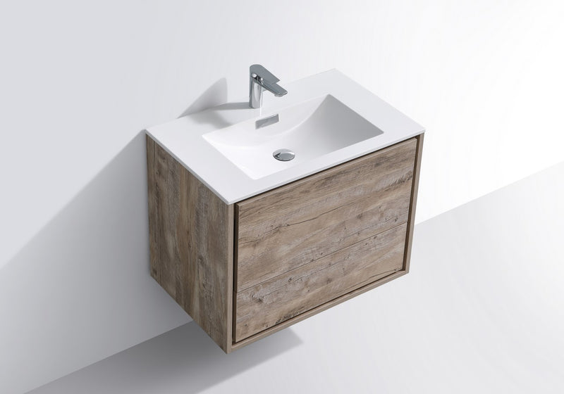 Kube Bath DL30-NW DeLusso 30" Nature Wood Wall Mount Single Sink Bathroom Vanity with Reinforced Acrylic Composite Top - view 4
