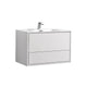 Kube Bath DL36-GW DeLusso 36" High Gloss White Wall Mount Single Sink Bathroom Vanity with Reinforced Acrylic Composite Top