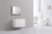 Kube Bath DL36-GW DeLusso 36" High Gloss White Wall Mount Single Sink Bathroom Vanity with Reinforced Acrylic Composite Top - view 2