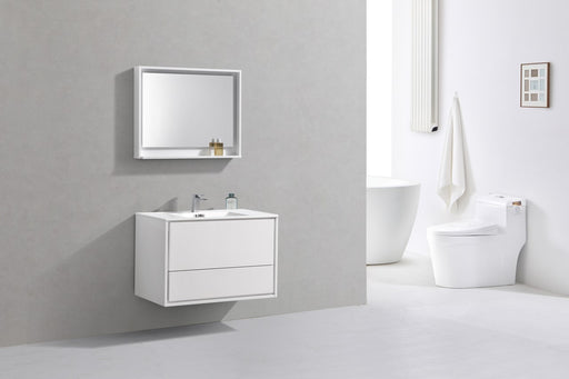 Kube Bath DL36-GW DeLusso 36" High Gloss White Wall Mount Single Sink Bathroom Vanity with Reinforced Acrylic Composite Top - view 2